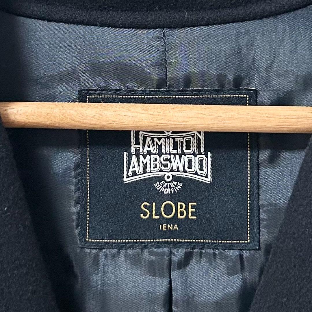 スローブイエナ　HAMILTONダブルフェイスウールチェスターコート　ネイビー