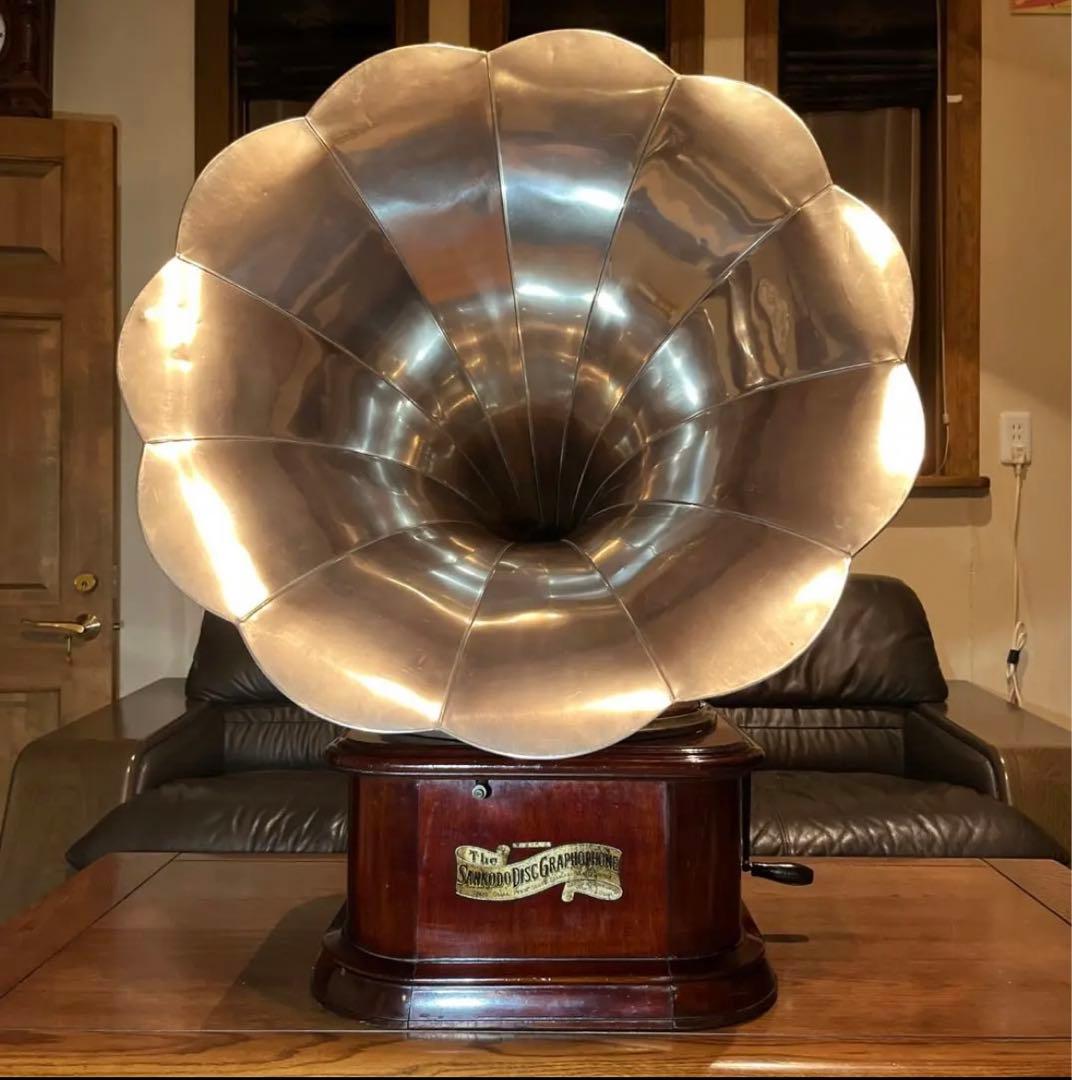 ♬ 超大型ラッパ蓄音機 SANKODO BJ号 新品ゼンマイ OH済み ♬