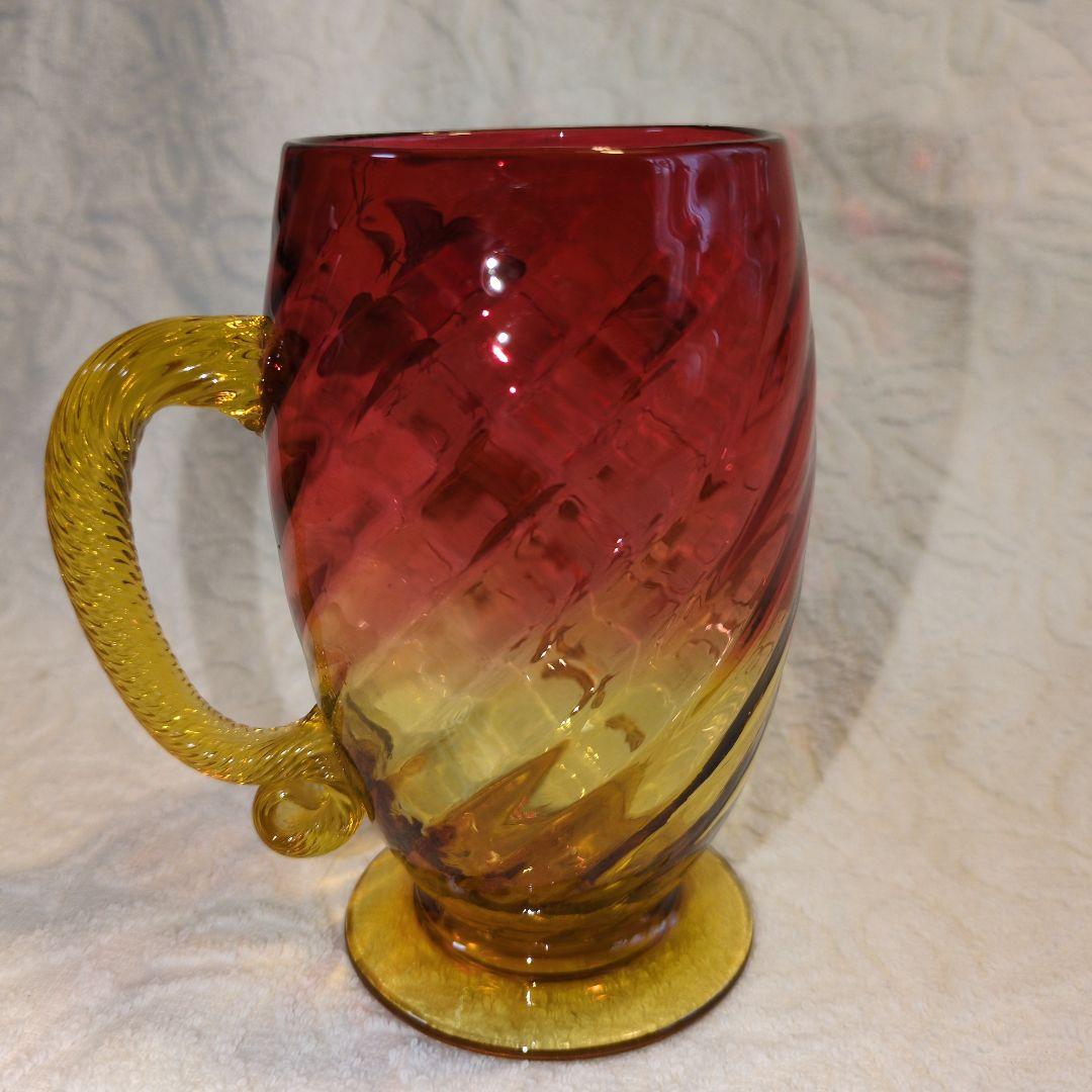 再お値下げしました❢オールドバカラ、赤と金のつる花柄グラス 超希少のお品物です。