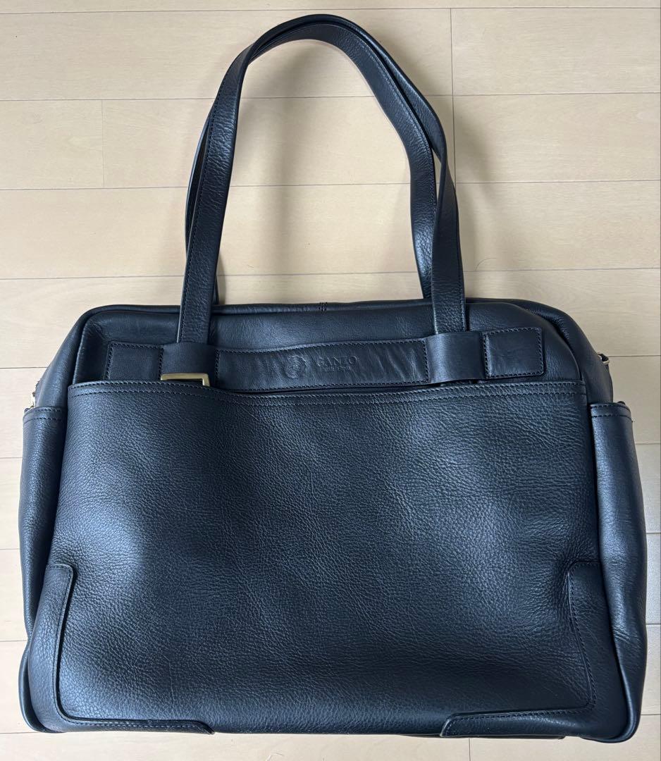 GANZO 7QS-H スクエアボストン ブラック レザー バッグ【廃盤希少品】