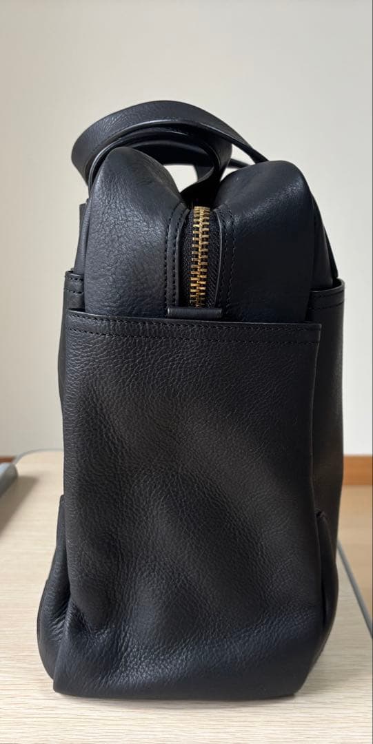 GANZO 7QS-H スクエアボストン ブラック レザー バッグ【廃盤希少品】