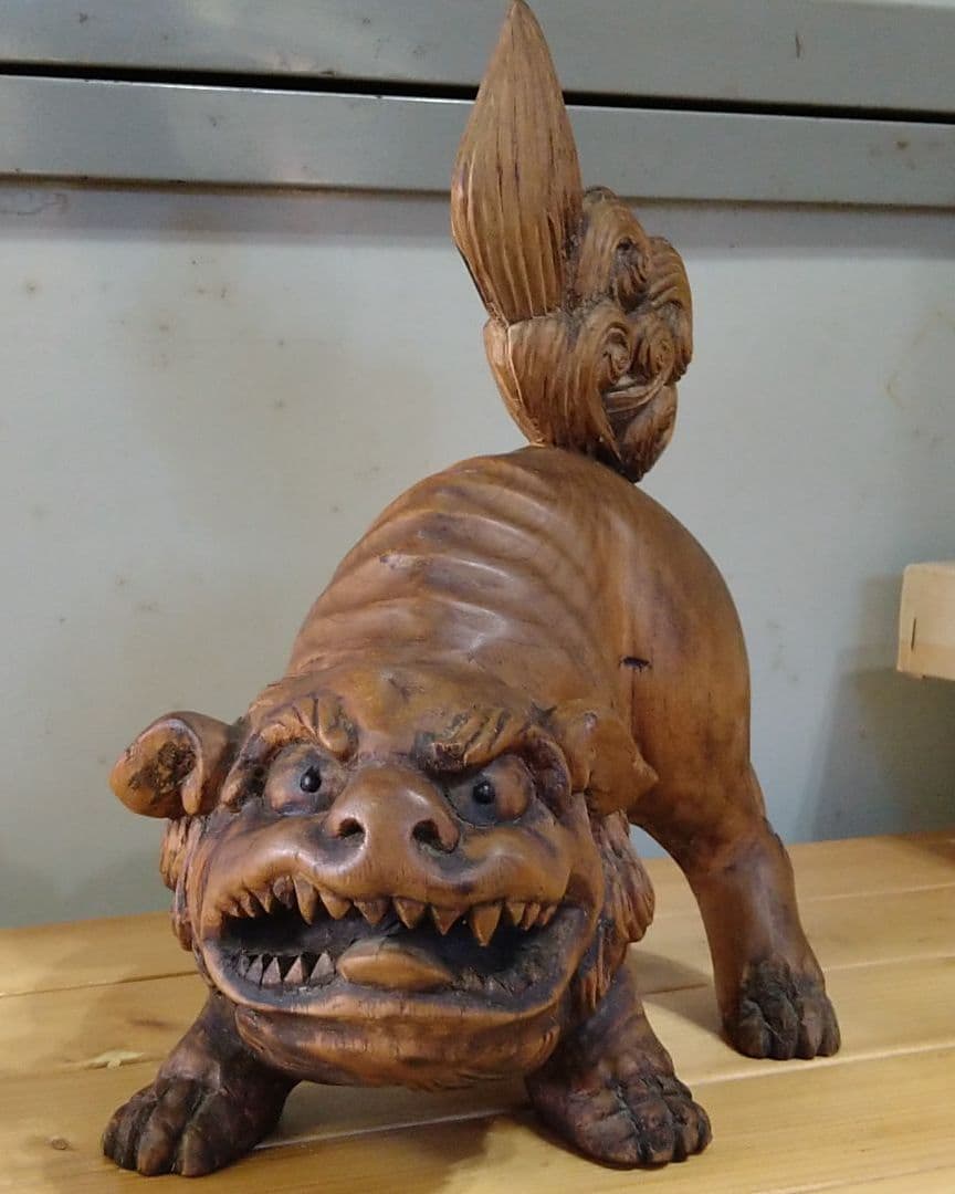 駒獅子 江戸前期 檜木彫
