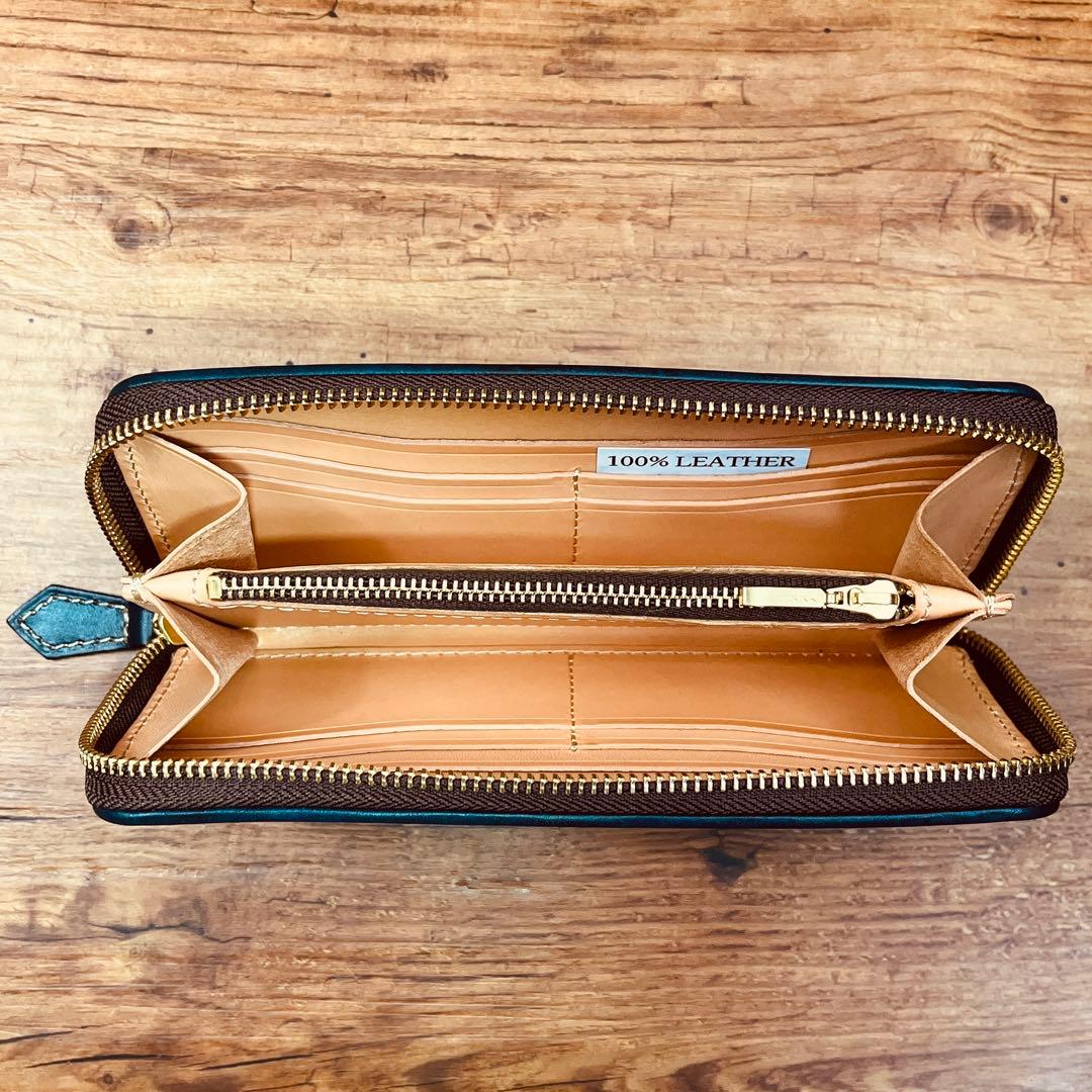 サドルレザー ラウンドファスナー メンズ財布 長財布 本革 ハンドメイド YKK