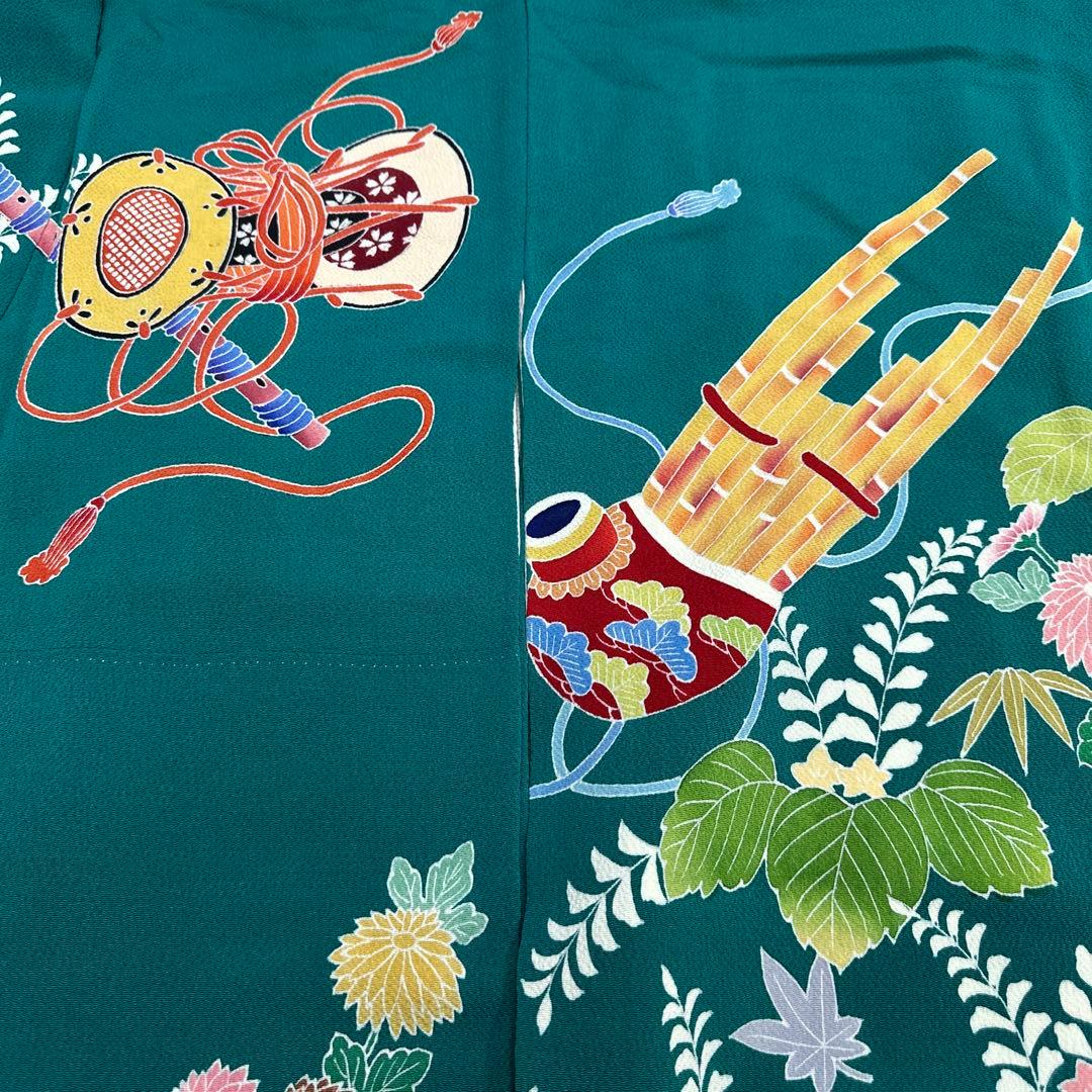 逸品 手描き友禅 和楽器 桐 振袖 作家物