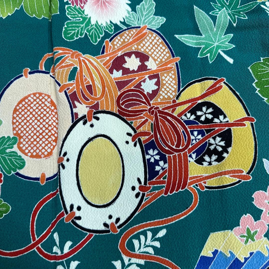 逸品 手描き友禅 和楽器 桐 振袖 作家物