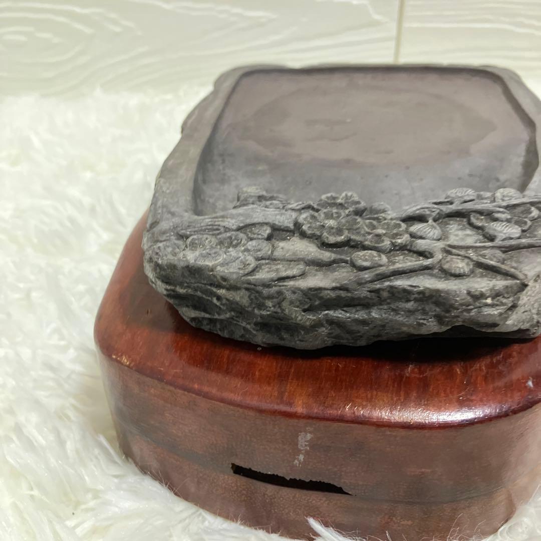 中国硯 唐硯 注册 端渓 商標 梅彫り すずり 書道具　貴重品
