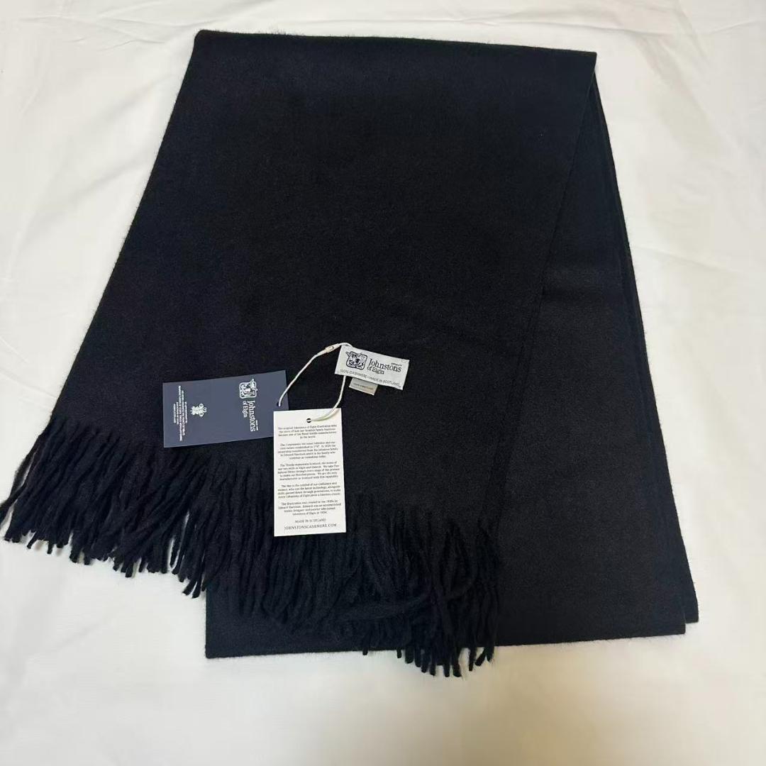 ジョンストンズ カシミア 大判ストール マフラー ブラック