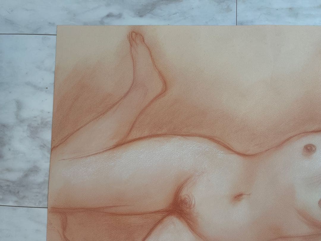 【真作】古沢岩美　パステル20号大 大作 晩年作・魅惑の裸婦