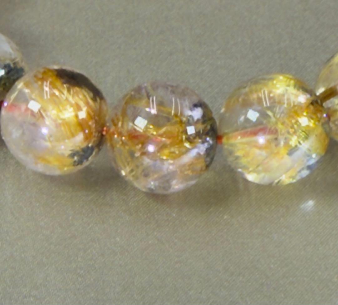 イ*タ様 素敵天然石ルチルクォーツブレスレット珠約12mm