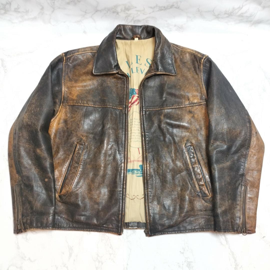 archive レザー ボンバー ジャケット 52 訳あり 雰囲気抜群 USA