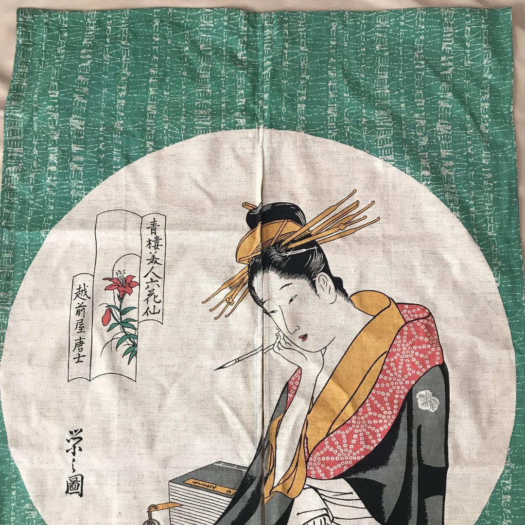鳥文斎栄之　青楼美人六歌仙　越前屋唐士　手刷浮世絵 のれん 暖簾