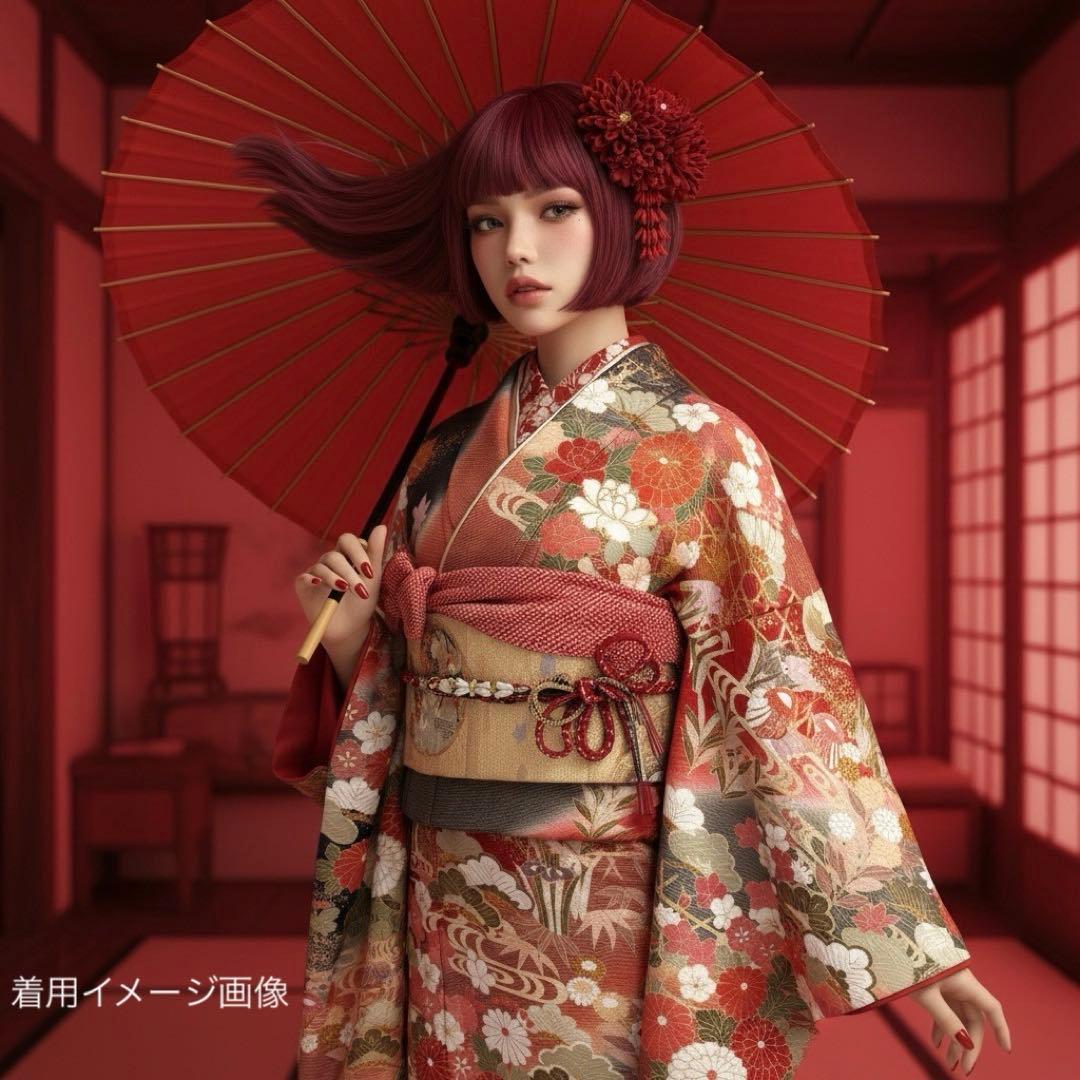 逸品 振袖7点フルセット 金駒刺繍 豪華金彩 鴛鴦　四季草花文様　成人式　結婚式