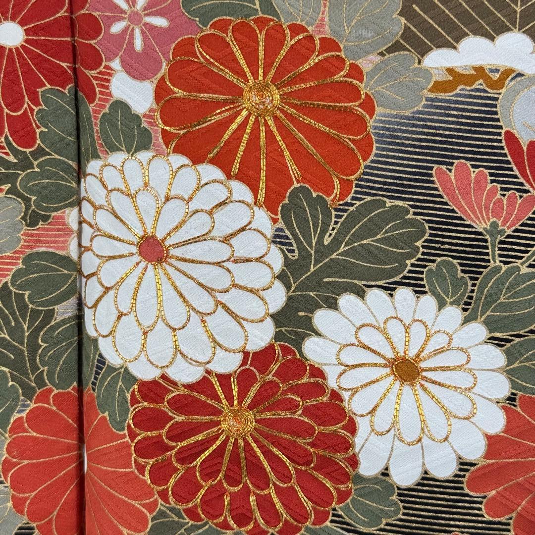 逸品 振袖7点フルセット 金駒刺繍 豪華金彩 鴛鴦　四季草花文様　成人式　結婚式