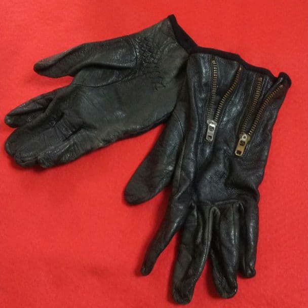 ◆89 レア 当時物 90s ヴィンテージ ダブル ジップ レザー グローブ 黒