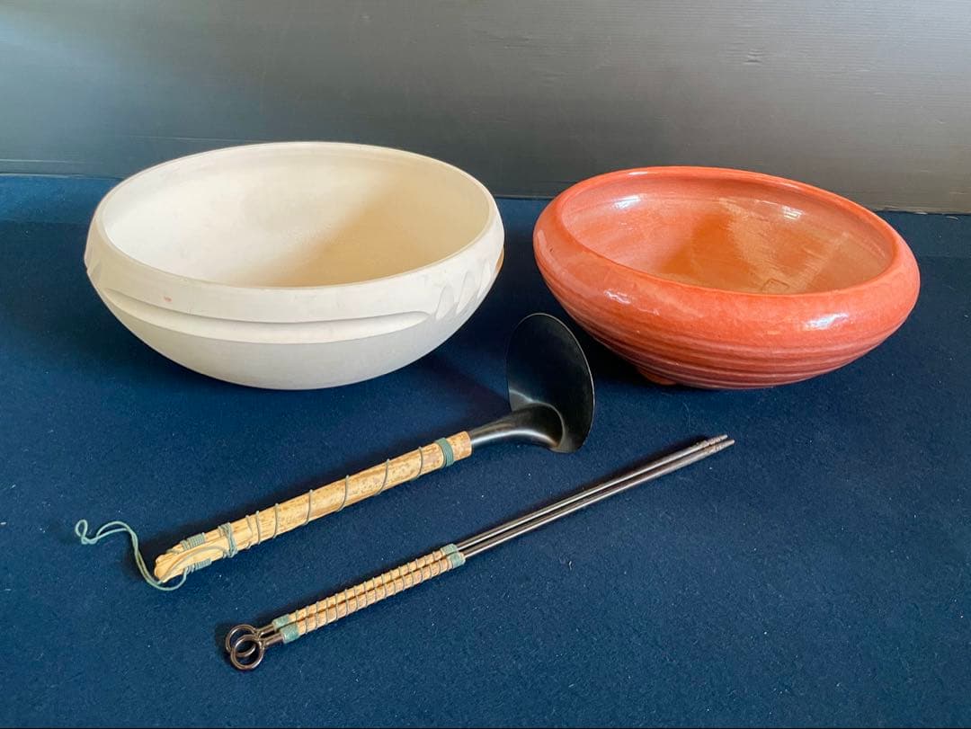 割引❣️「母」巴半田 炮烙 一双 底取 灰道具 4点セット 楽助 （814B①）