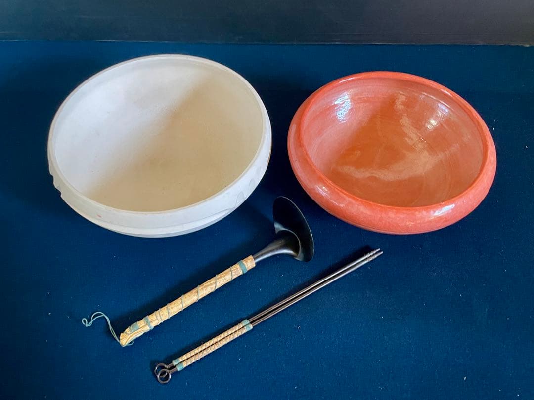 割引❣️「母」巴半田 炮烙 一双 底取 灰道具 4点セット 楽助 （814B①）