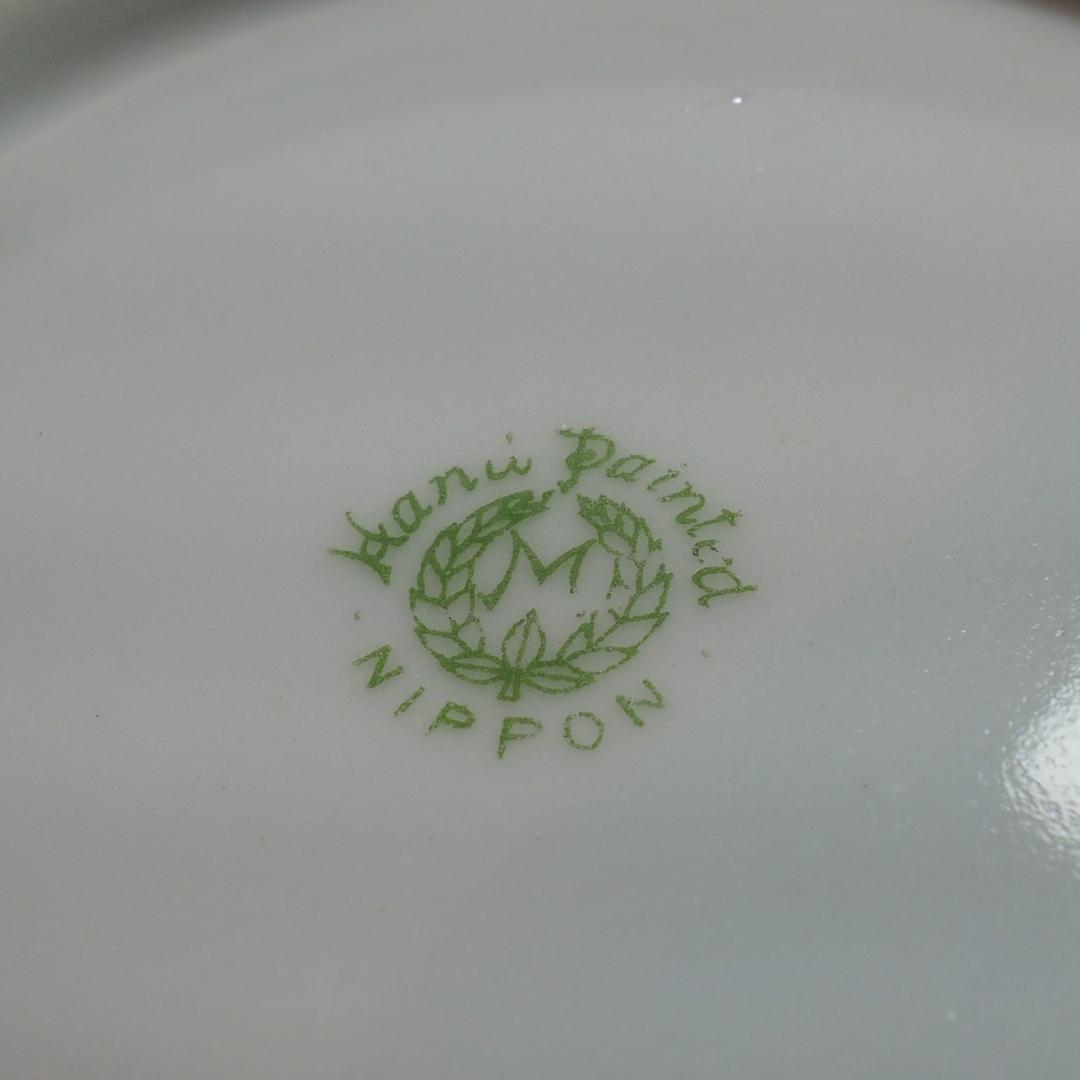 オールドノリタケ 金盛藍線帯華装飾紋 メイプルリーフ印 ペディスタル 里帰り