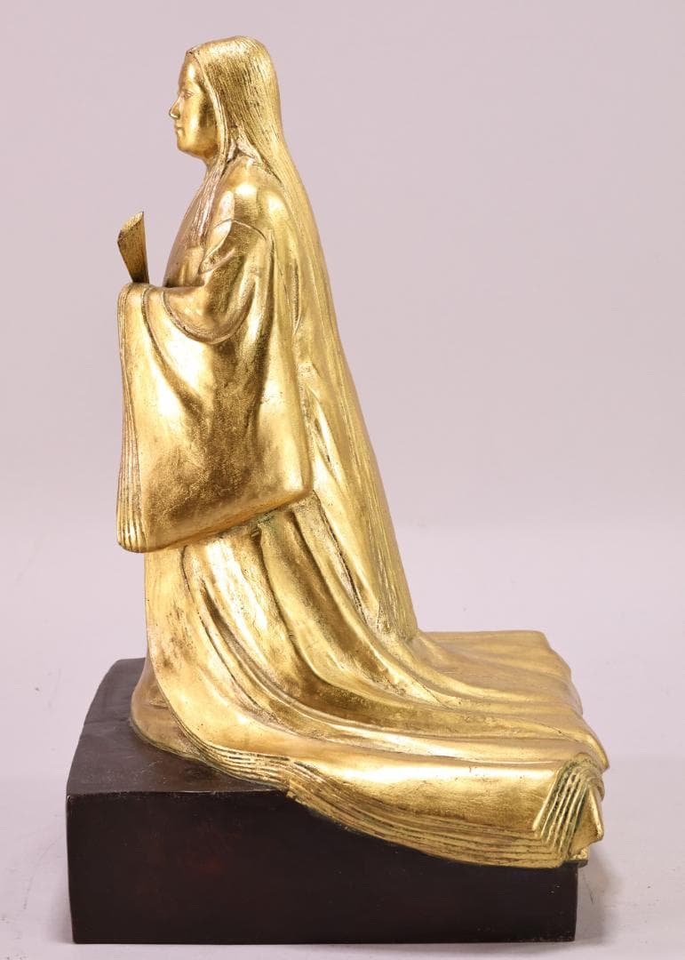 文化功労者 圓鍔勝三作 純金箔仕上 ブロンズ像 紫式部像 8.7kg　銅製