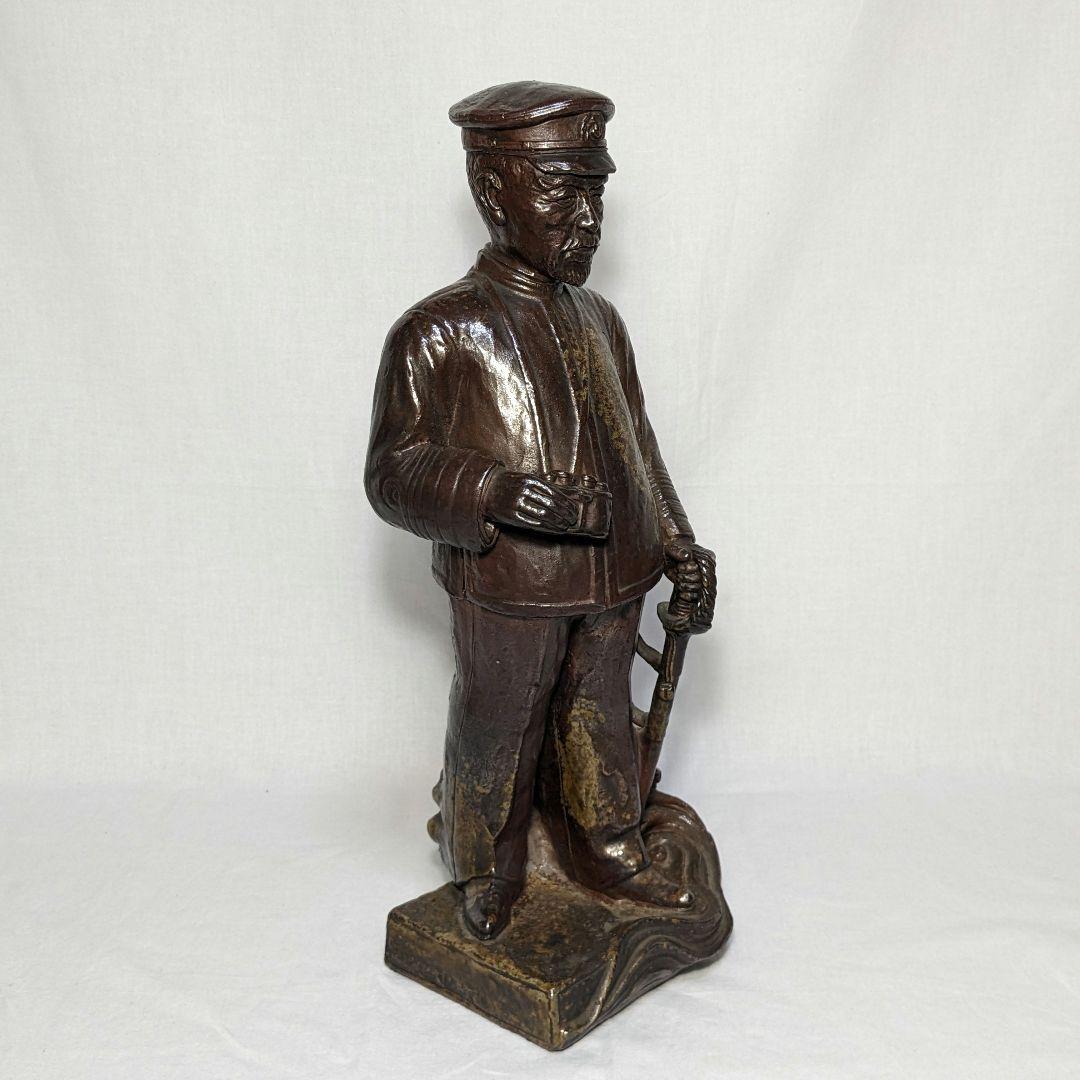 藤原陶斎 備前焼 東郷平八郎像 合箱 置物 陶像 藤原陶斉 インテリア 工芸品