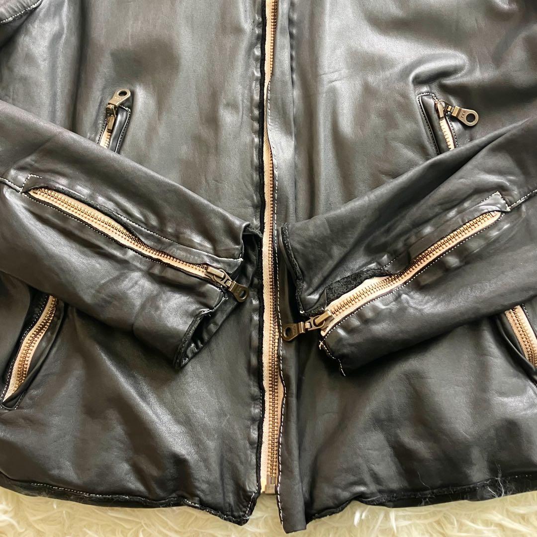 【美品】 Sisii シシ 本革 牛革 ライダースジャケット ステッチ