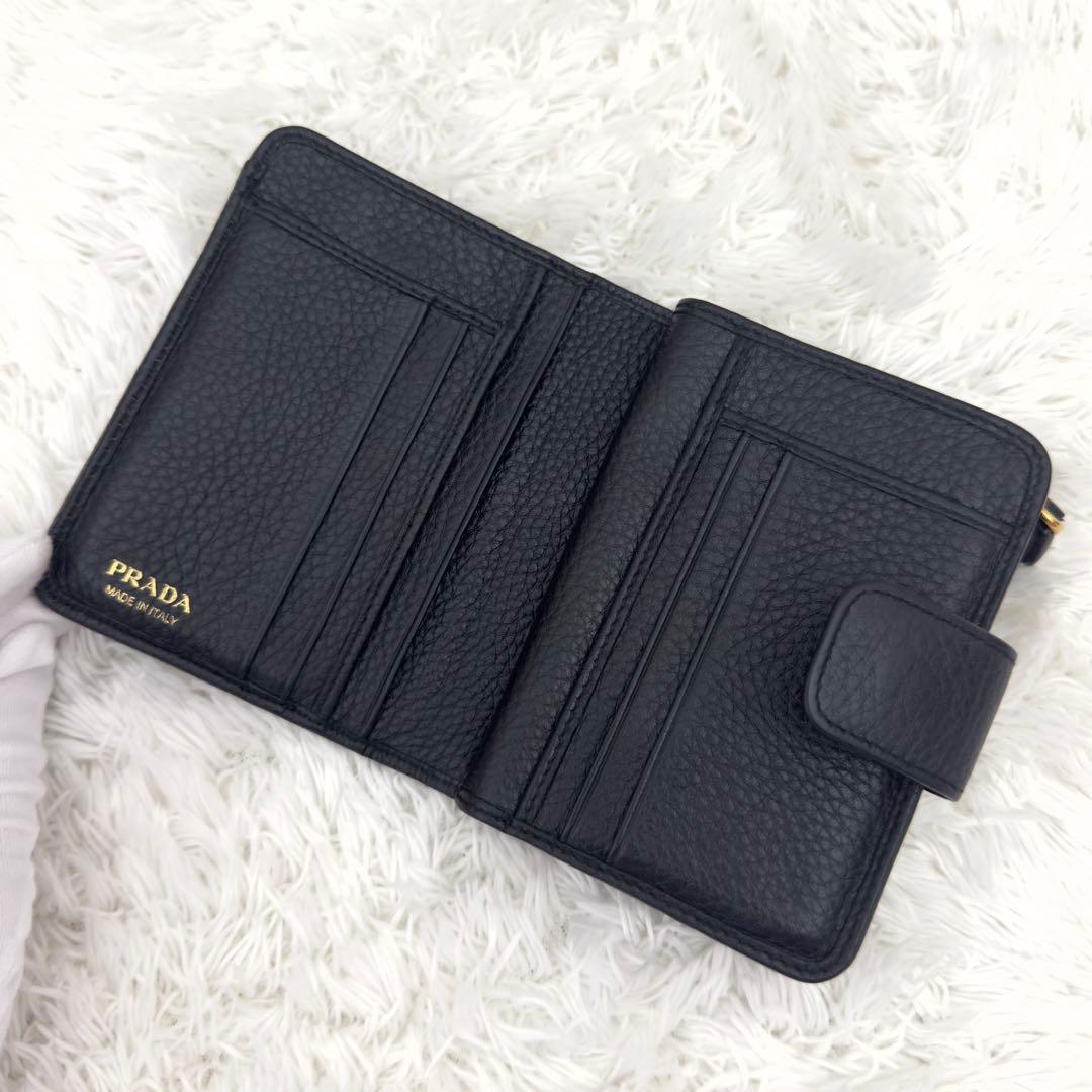 極美品⭐️RFID搭載 PRADA プラダ ヴィッテログレイン ブラック レザー