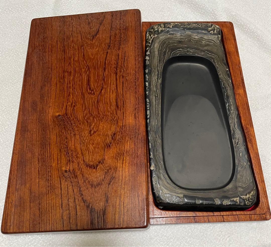 若田石　硯　硯箱　マーブル模様　ハンドメイド