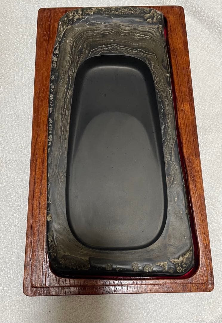 若田石　硯　硯箱　マーブル模様　ハンドメイド