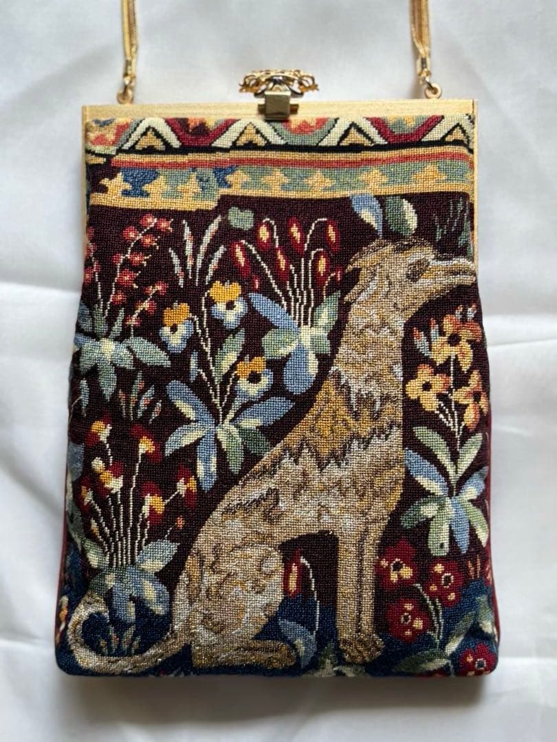 久家道子・プチポアンのタペストリー刺繍パーティーバッグ