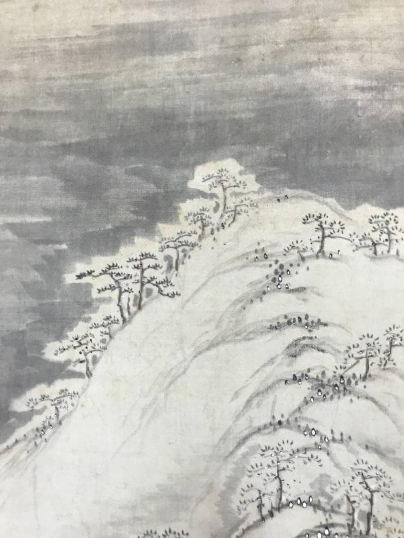 【真作】牧櫻山/雪景山水図/山水図/掛軸/名家伝来/AC-529