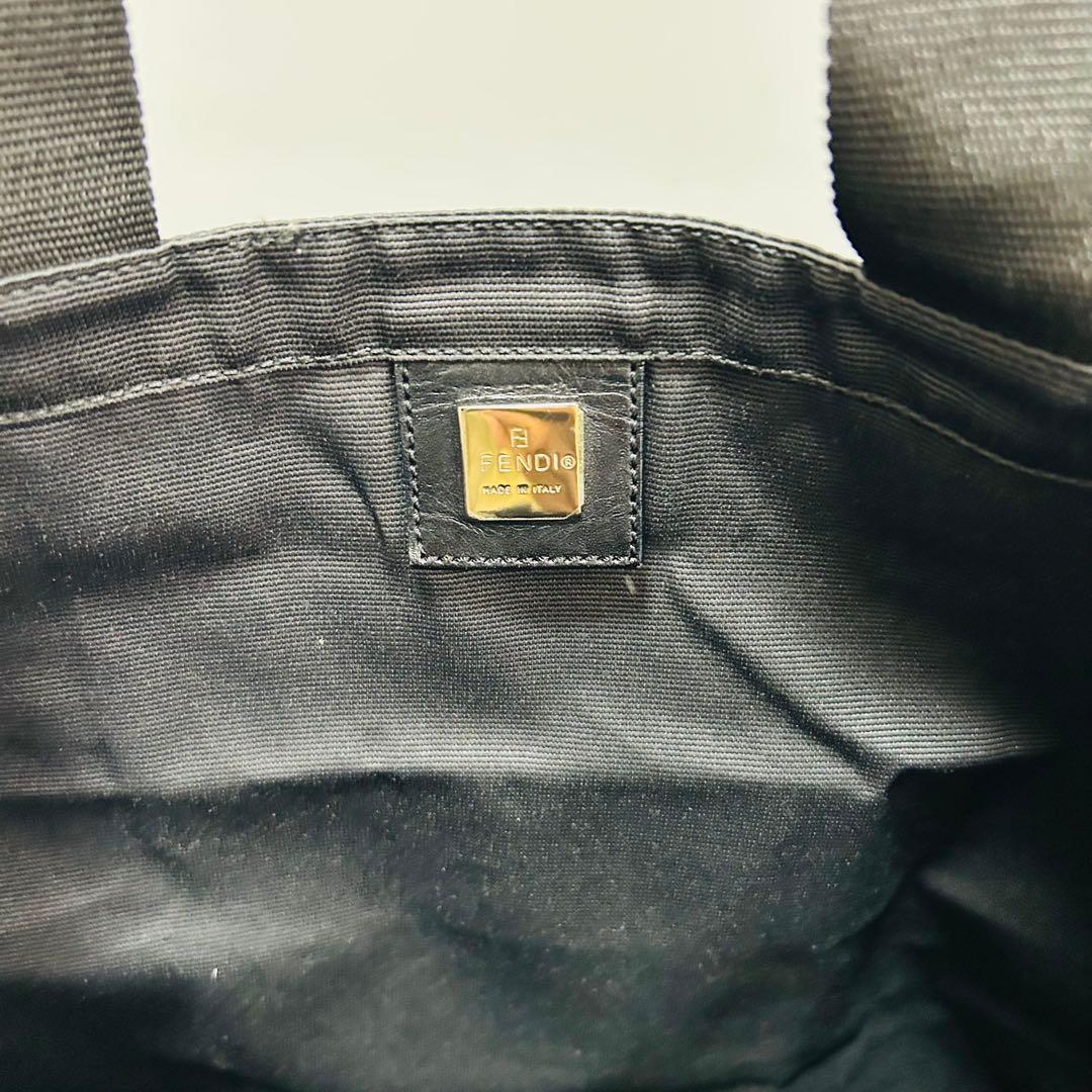 FENDI フェンディ 折り畳み ハンドバッグ ナイロン キャンバス ブラック