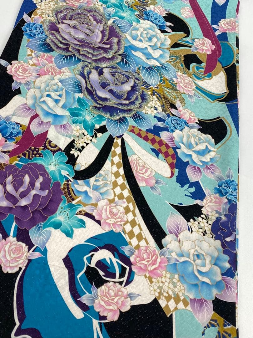 振袖 豪華 銀通し 刺繍 薔薇尽くし モダン 身丈173cm 身幅ゆったり