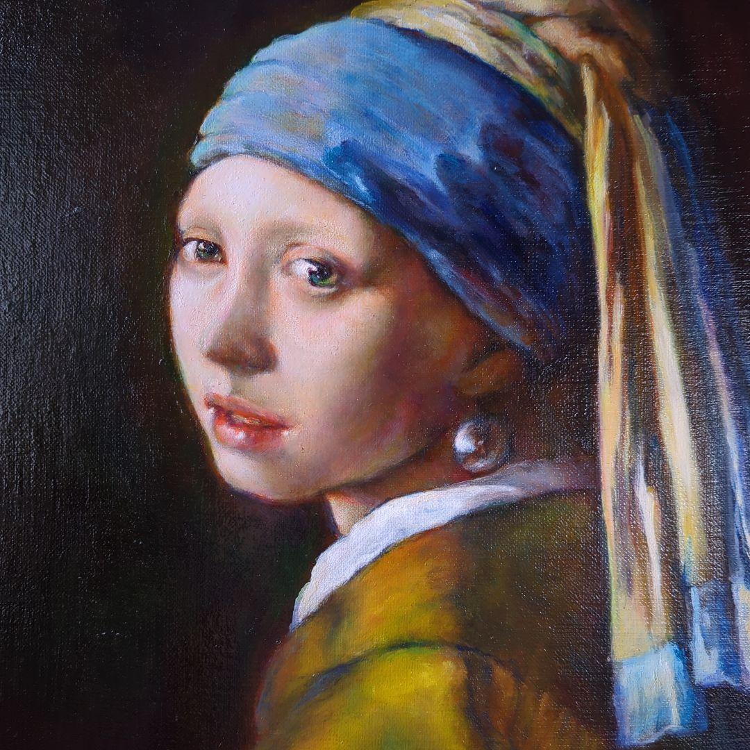 フェルメール【模写】真珠の耳飾りの少女　画家painterTMK真筆　肉筆模写