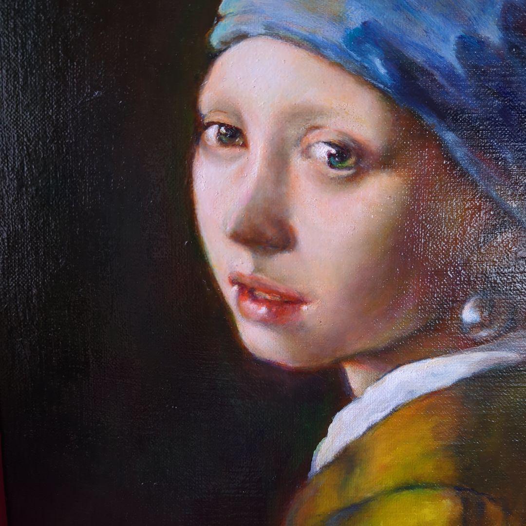 フェルメール【模写】真珠の耳飾りの少女　画家painterTMK真筆　肉筆模写