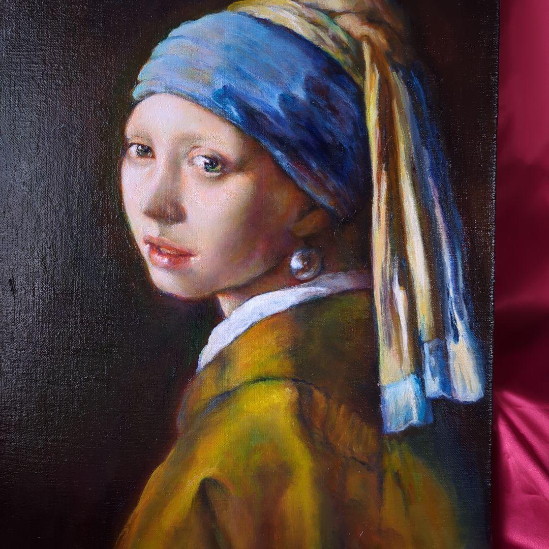 フェルメール【模写】真珠の耳飾りの少女　画家painterTMK真筆　肉筆模写