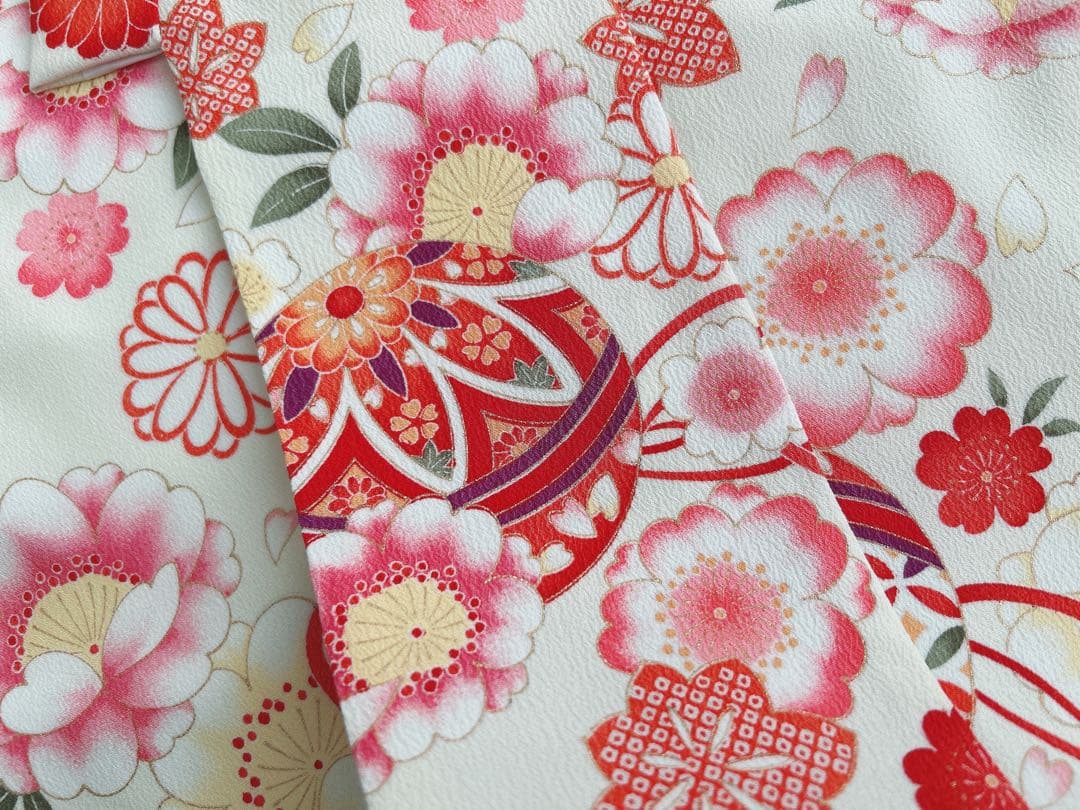 七五三 3歳着物 被布セット 化繊 レトロ調