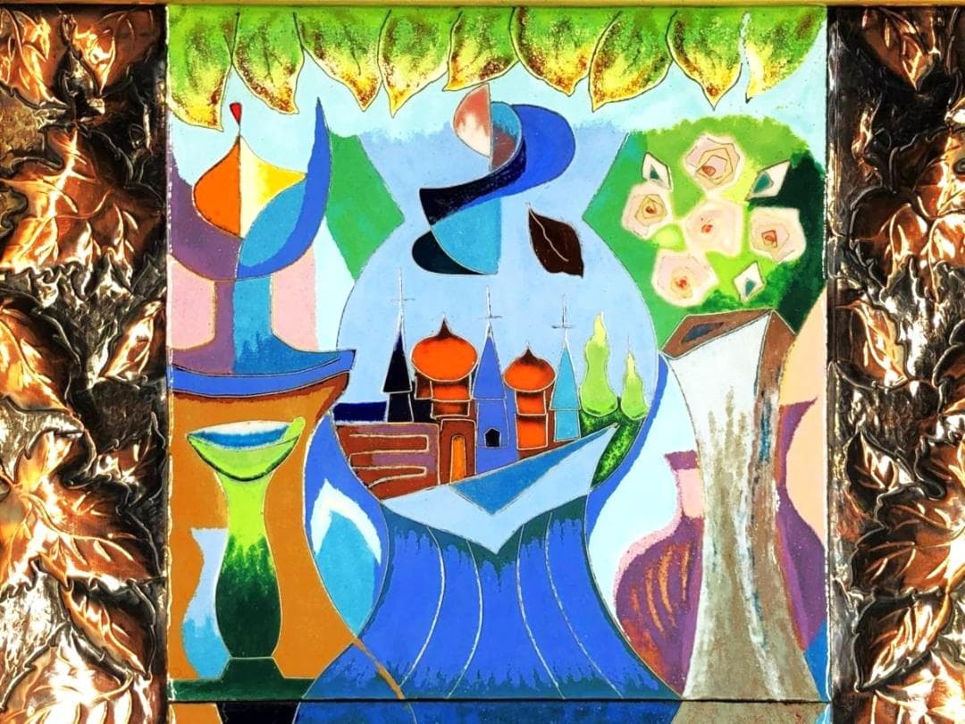 【 森規子 作 】 　銀有線七宝　額装