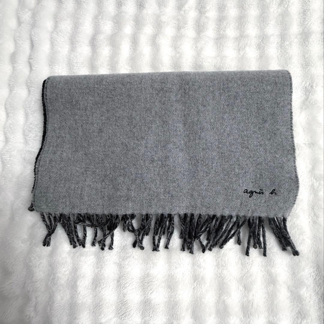 agnesb ウールバイカラー　リバーシブルマフラー