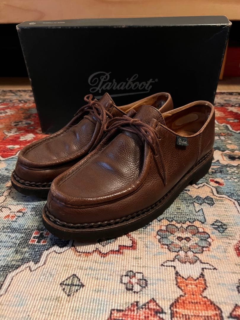 箱・証明書有MICHAEL MARRON MARCHE 41.5 茶　シボ革