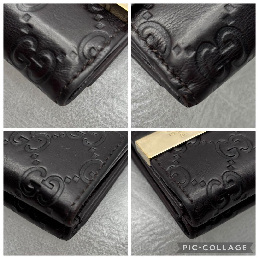 美品　GUCCI グッチ　シマレザー　三つ折りミニウォレット261502