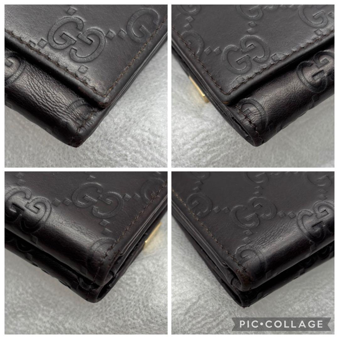 美品　GUCCI グッチ　シマレザー　三つ折りミニウォレット261502