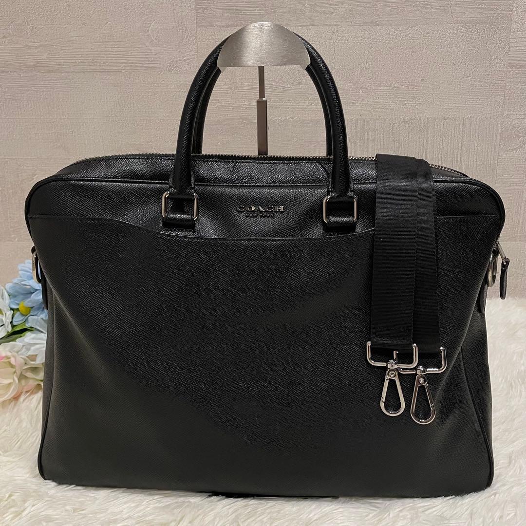 コーチ 2way オールレザー ベケット ブリーフケース ブラック シルバーロゴ