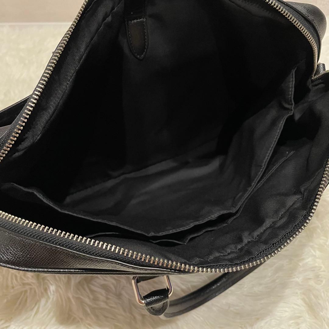 コーチ 2way オールレザー ベケット ブリーフケース ブラック シルバーロゴ