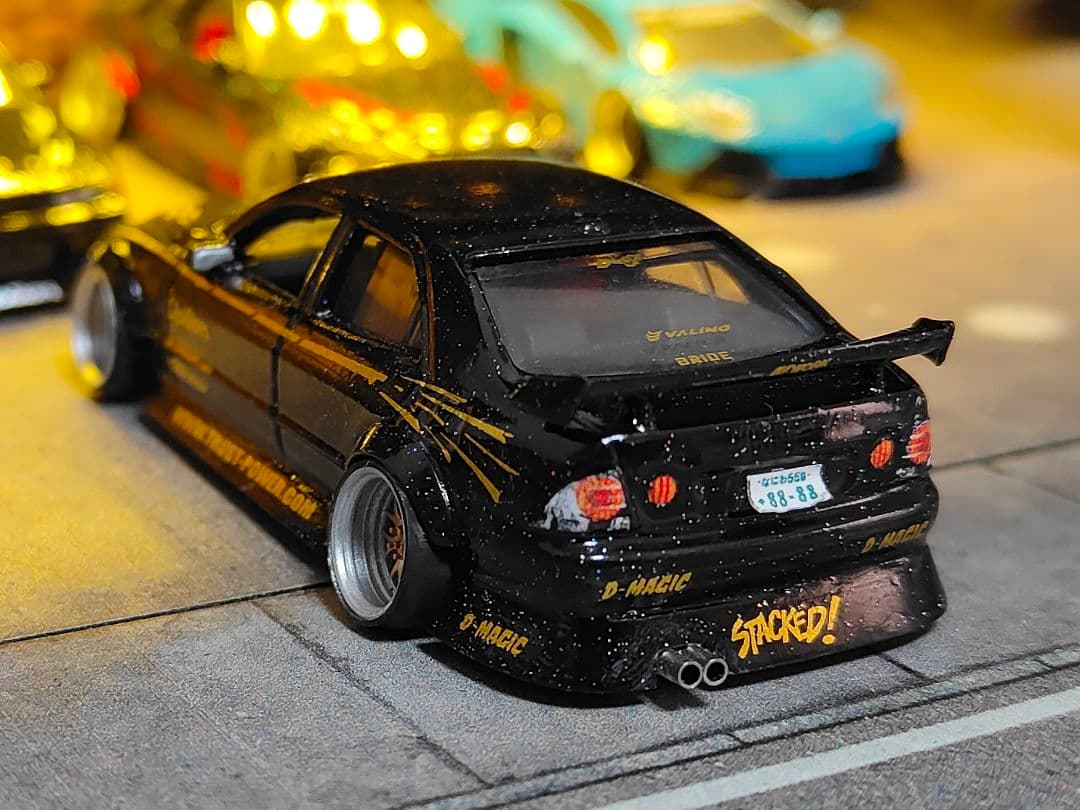 ホットウィールカスタム トヨタ アルテッツァ フルエアロ ドリ車深リムトミカ改造