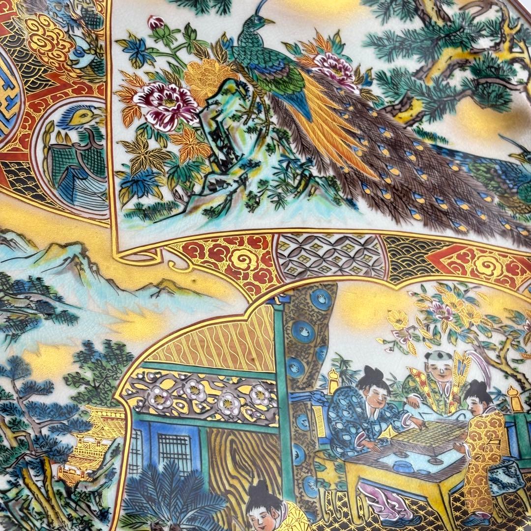九谷庄三祥文 九谷祥三 飾皿 花鳥人物風景細密絵付大皿