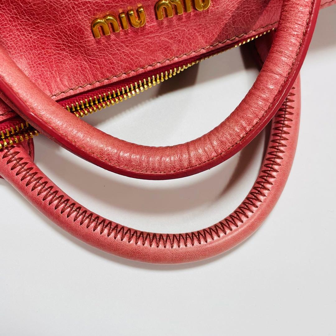 バッグ miu miu vitello lux pink y2k hand bag