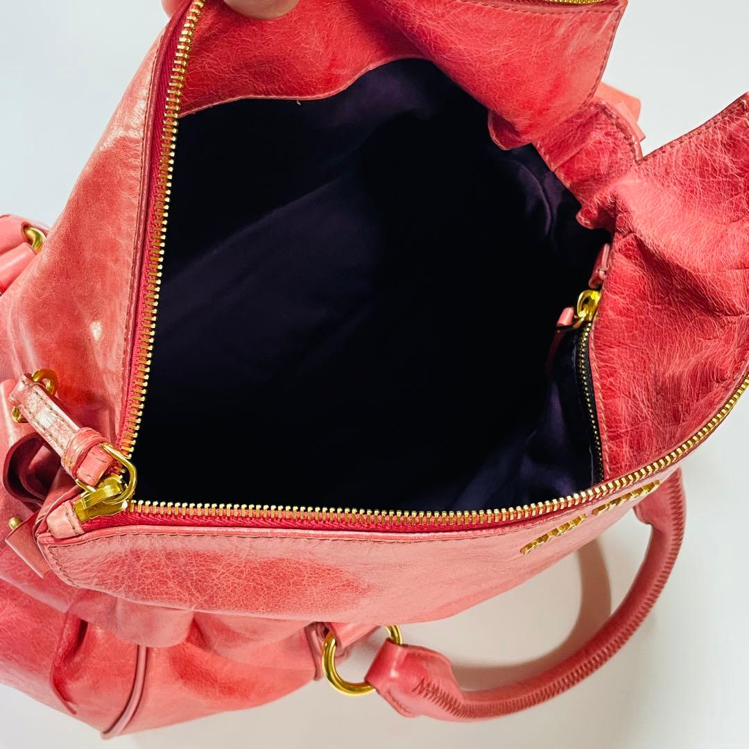 バッグ miu miu vitello lux pink y2k hand bag