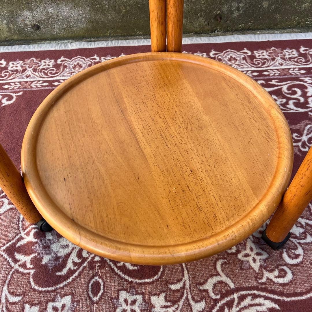 北欧デザイン 古家具◾️木製サイドテーブル キャスター付き ワゴン