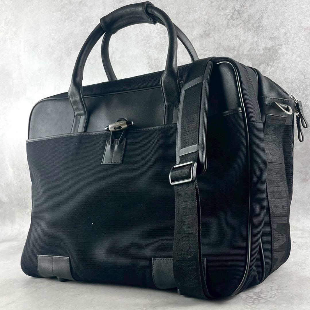 【希少】モンブラン ビジネスバッグ 2way ロゴ金具 レザー キャンバス 黒