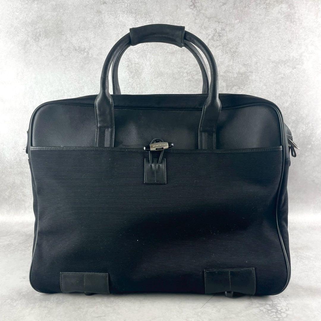【希少】モンブラン ビジネスバッグ 2way ロゴ金具 レザー キャンバス 黒