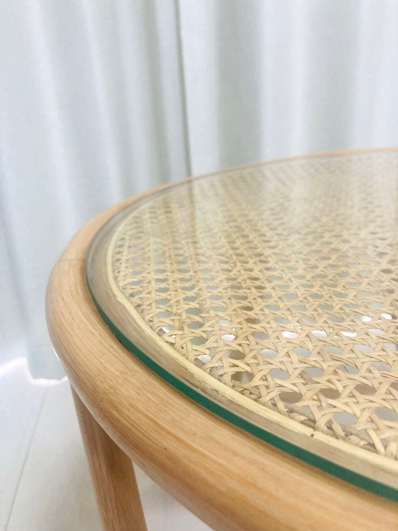 ラタン　ガラステーブル　センターテーブル　ローテーブル　藤